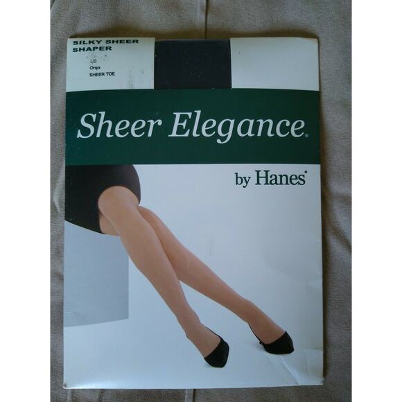 Vintage Sheer Elegance by Hanes Silky Sheer Thigh Highs Size CD / Onyx Sheer Toe - Picture 1 of 2